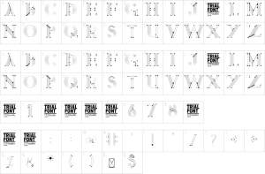 Mapa de caracteres da fonte Genre Line Font