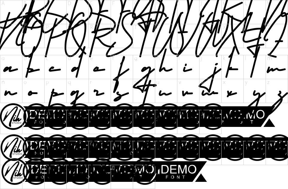 Mapa de caracteres da fonte Gentala Rembulan Font
