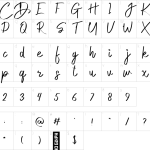 Mapa de caracteres da fonte Gentle Dad Font