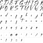 Mapa de caracteres da fonte Gesturally Font