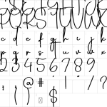 Mapa de caracteres da fonte Getting You Font