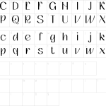 Mapa de caracteres da fonte Gevaline Blur Font