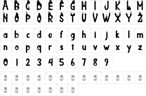 Mapa de caracteres da fonte Ghost Blaze Font