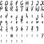 Mapa de caracteres da fonte Ghost Blood Font