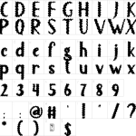 Mapa de caracteres da fonte Ghost Festival Font