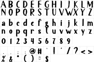 Mapa de caracteres da fonte Ghost Festival Font