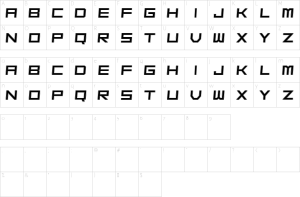 Mapa de caracteres da fonte Ghost Font