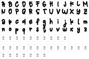 Mapa de caracteres da fonte Ghost in Sunday Font