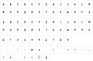 Mapa de caracteres da fonte Ghost Nest Font