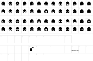 Mapa de caracteres da fonte Ghost Punk Smileys Font