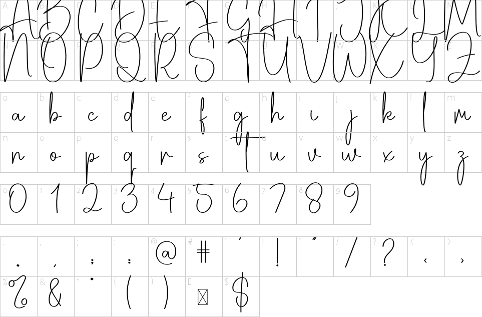 Mapa de caracteres da fonte Ghostimage Font