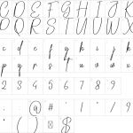 Mapa de caracteres da fonte Ghostlike Font