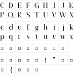 Mapa de caracteres da fonte Gianiteh Display Font