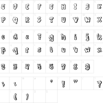 Mapa de caracteres da fonte Giant Boom Font