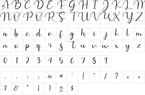 Mapa de caracteres da fonte Giette Font
