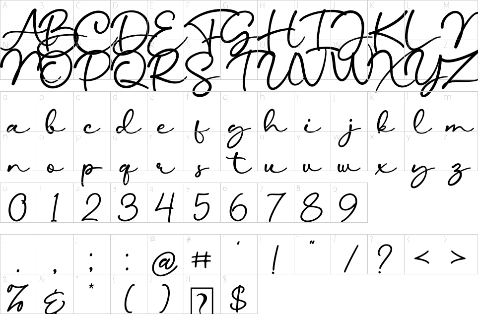Mapa de caracteres da fonte Gillagen Font - 1001 Free Fonts