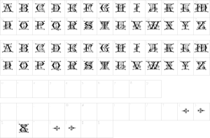 Mapa de caracteres da fonte Gingerbread Font