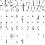 Mapa de caracteres da fonte Giovany Signature Font
