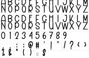 Mapa de caracteres da fonte Girl Child Font