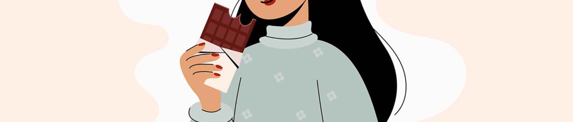 Girl Eating Chocolate Illustration Girl Eating Chocolate Illustration