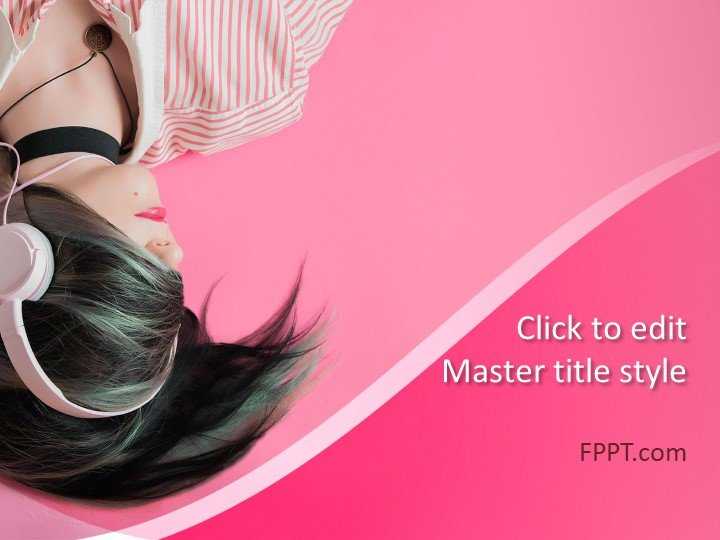 Girl Listening Music PowerPoint Template
