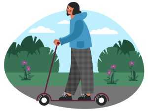 Girl on Kick Scooter Illustration