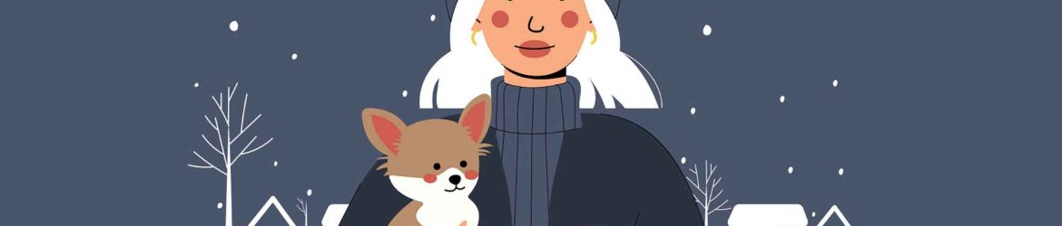 Girl with Her Dog Illustration