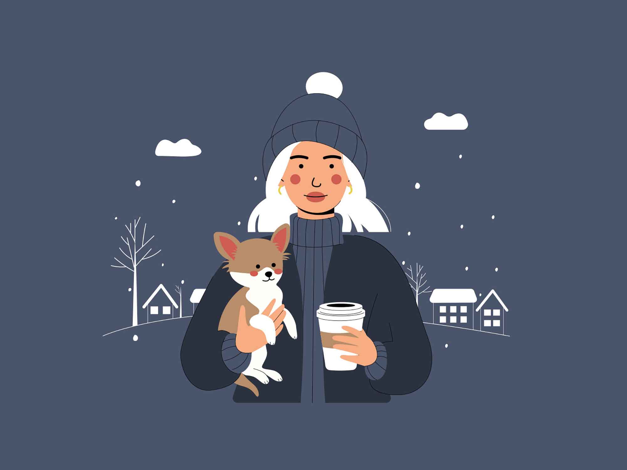 Girl with Her Dog Illustration