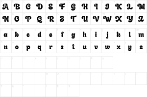 Mapa de caracteres da fonte Gladolia Font