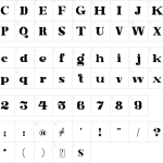 Mapa de caracteres da fonte Glamour Actual Font