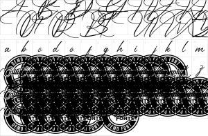 Mapa de caracteres da fonte Glamour Line Font