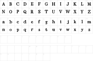 Mapa de caracteres da fonte Glarino Font