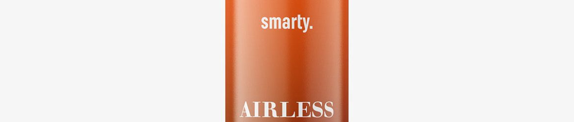 Glass bottle with airless pump mockup / amber
