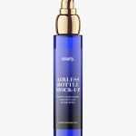 Glass bottle with airless pump mockup / blue