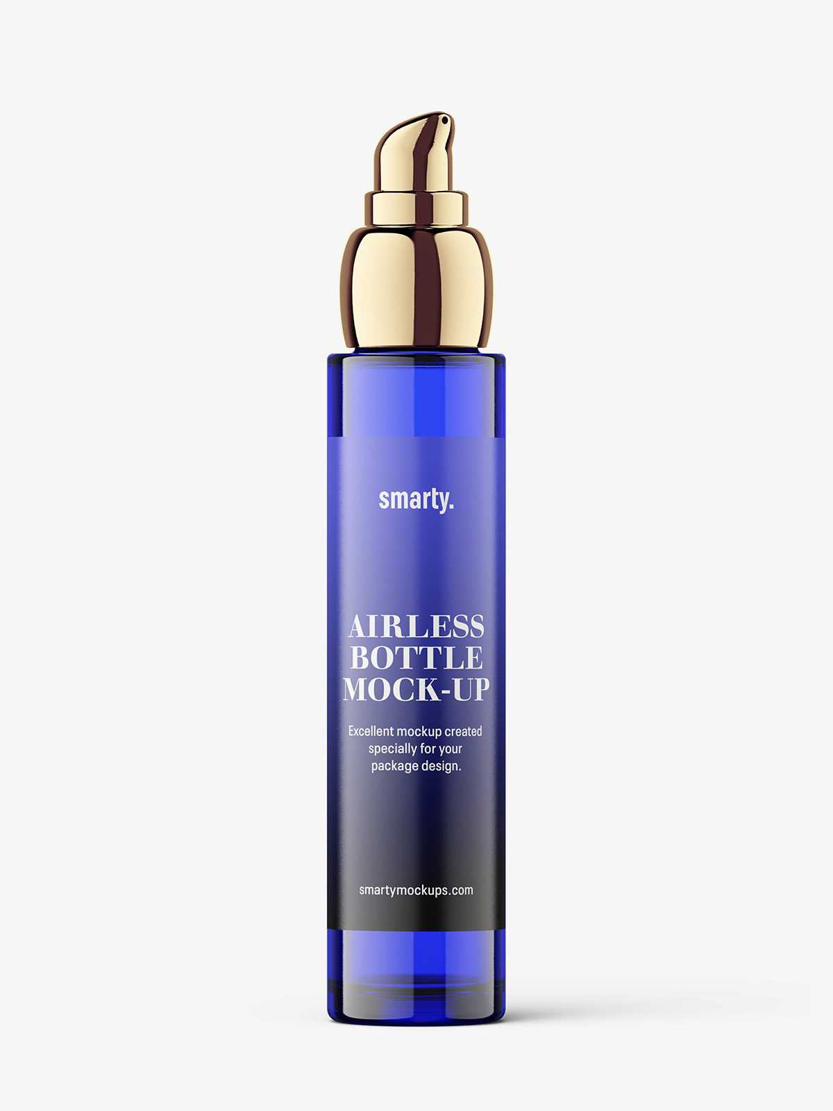 Glass bottle with airless pump mockup / blue