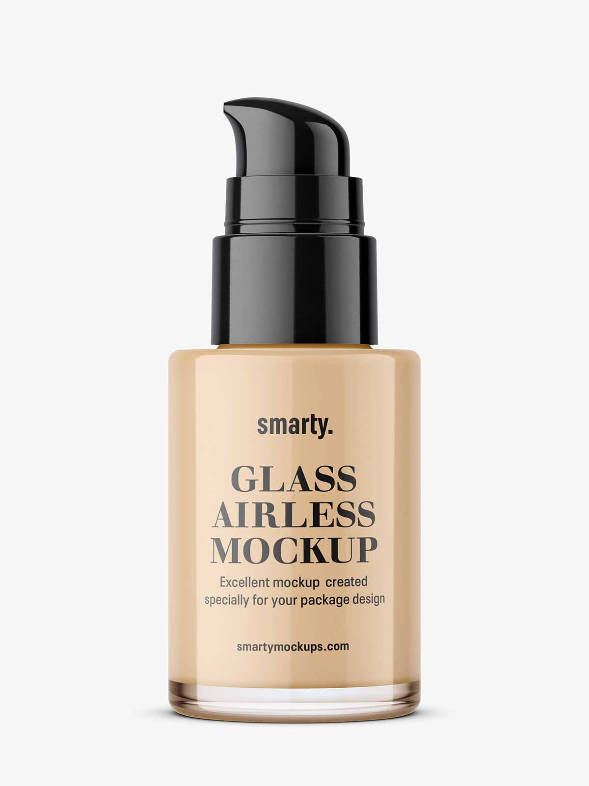 Glass bottle with airless pump mockup
