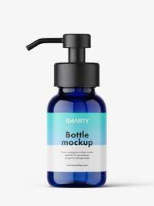 Glass bottle with foamer pump / blue