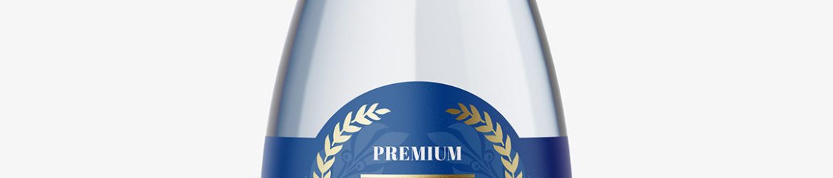 Glass bottle with mineral water mockup