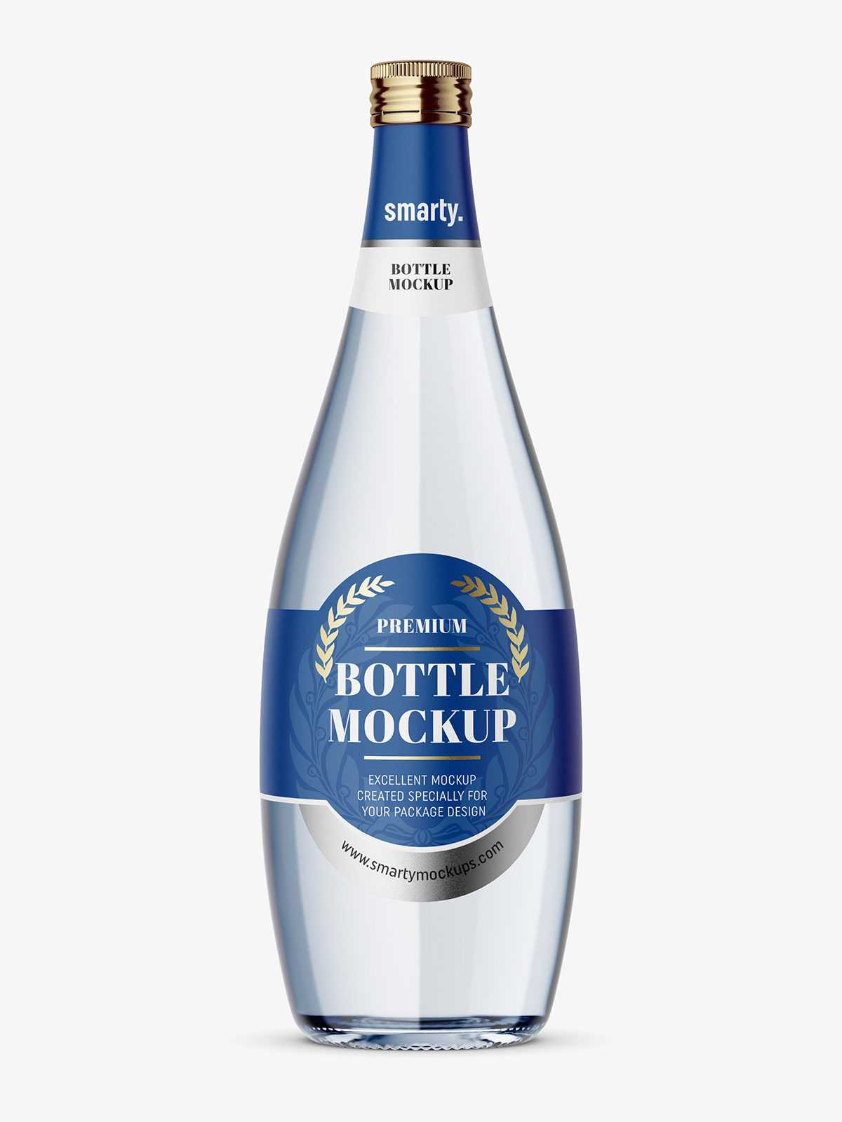 Glass bottle with mineral water mockup