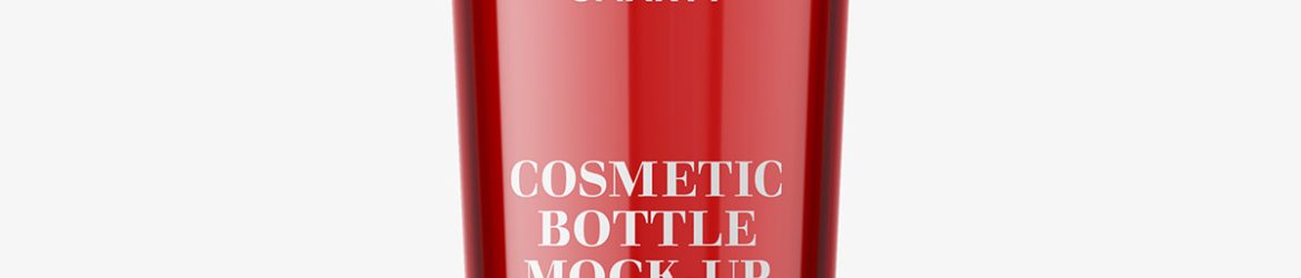 Glass bottle with silver cap mockup