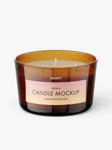 Glass candle mockup / amber