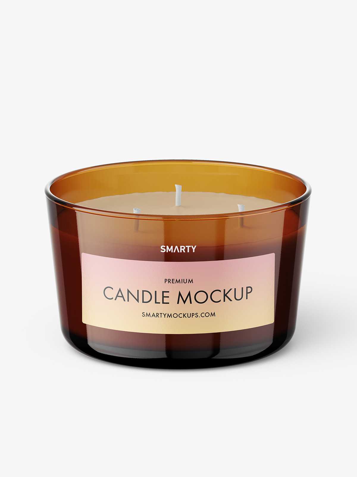 Glass candle mockup / amber