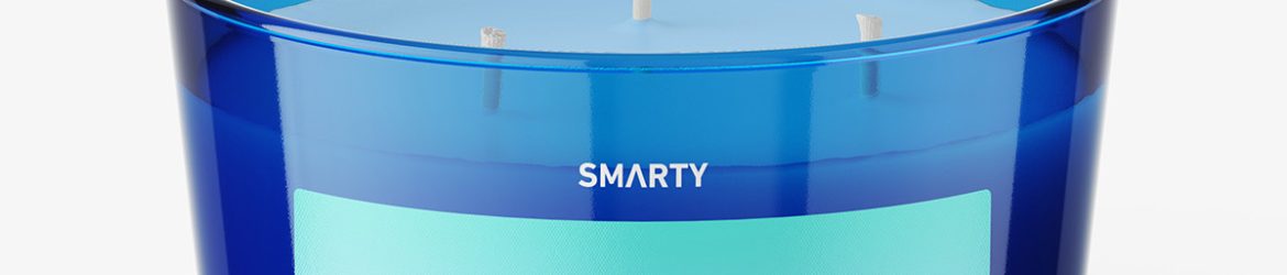 Glass candle mockup / blue