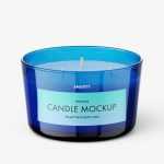 Glass candle mockup / blue