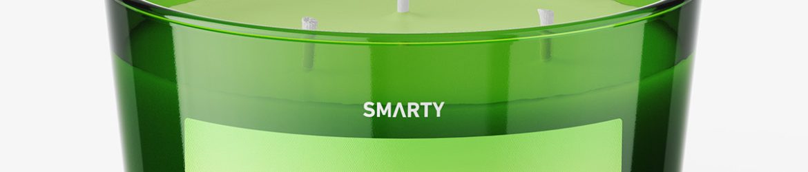 Glass candle mockup / green