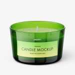 Glass candle mockup / green