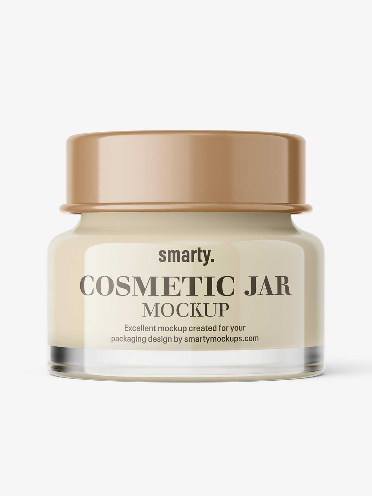Glass cosmetic jar with glossy cap mockup