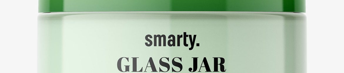 Glass cosmetic jar with glossy cap mockup
