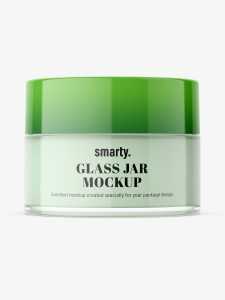 Glass cosmetic jar with glossy cap mockup
