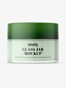Glass cosmetic jar with matt cap mockup